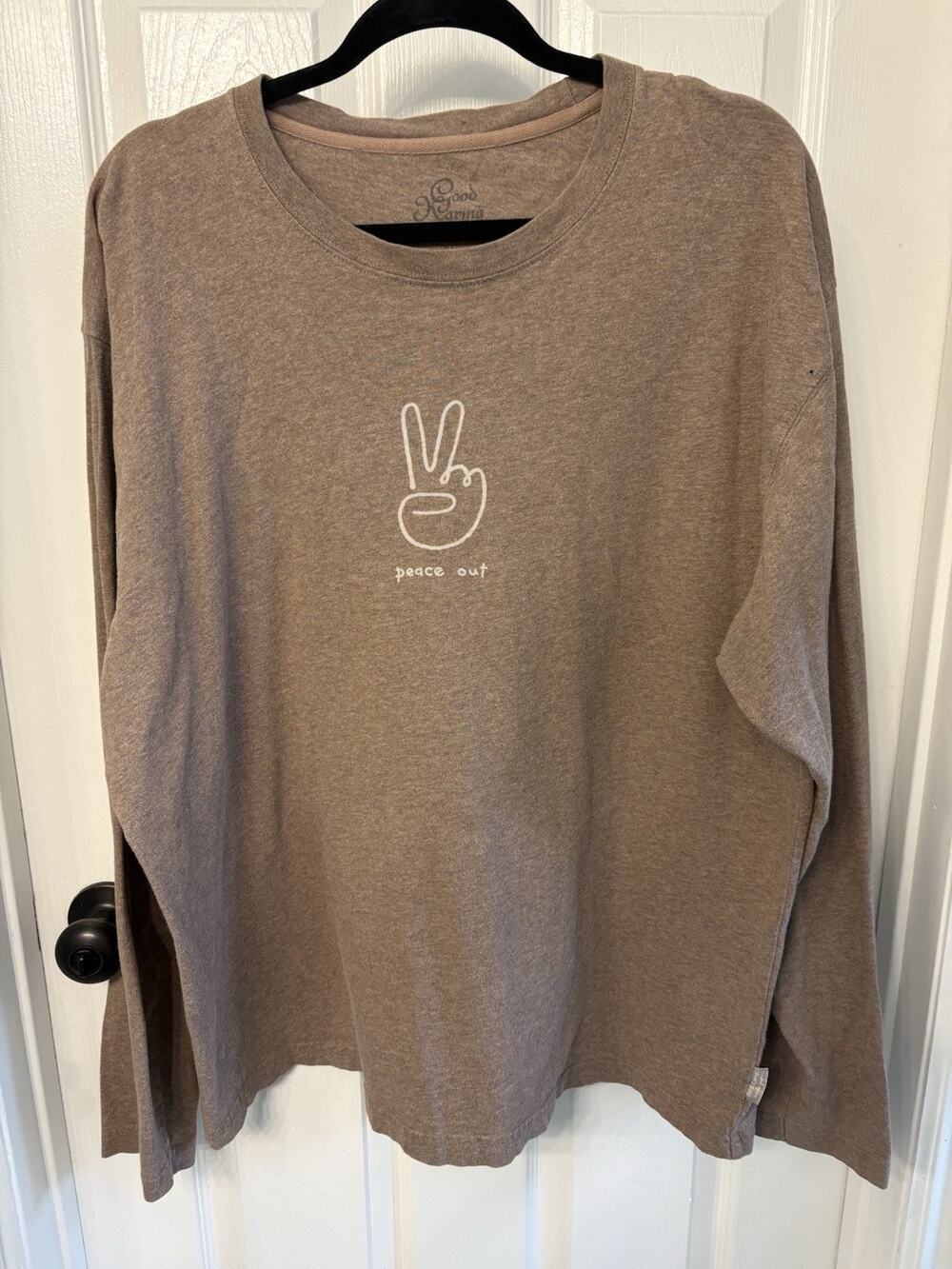 Life is Good Women's XL BPeace Graphic Crew Neck Long Sleeve Cotton Made in Peru